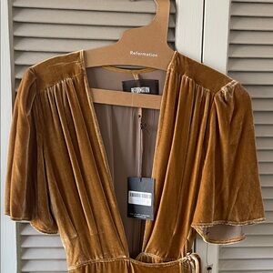 Reformation formal gold miller Velvet Dress xs